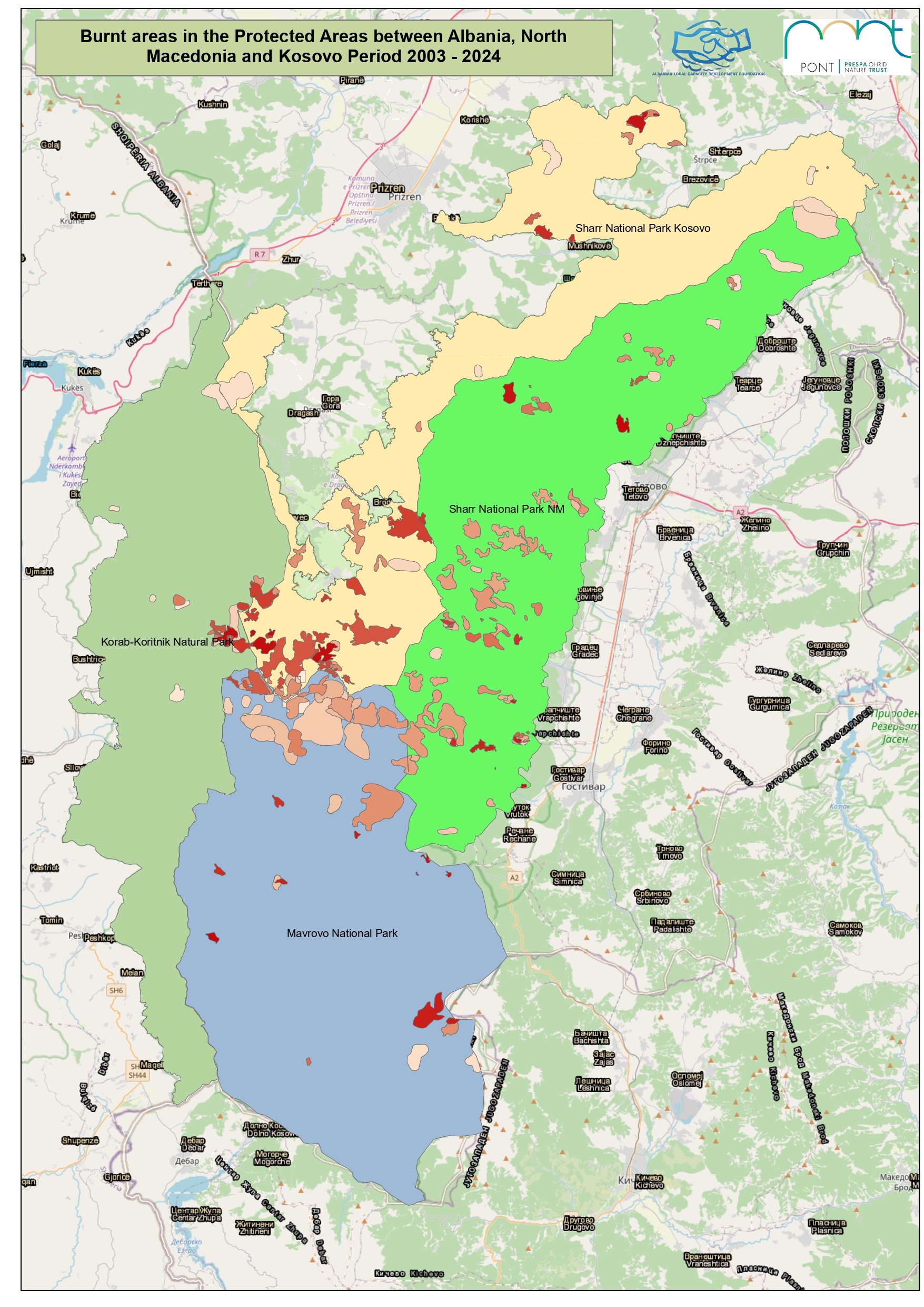Fire Monitoring Map for Parks in the Shar-Korab Massif