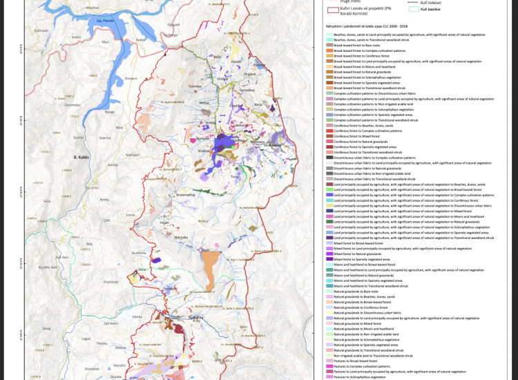 Map of the land use changes 2000 - 2008